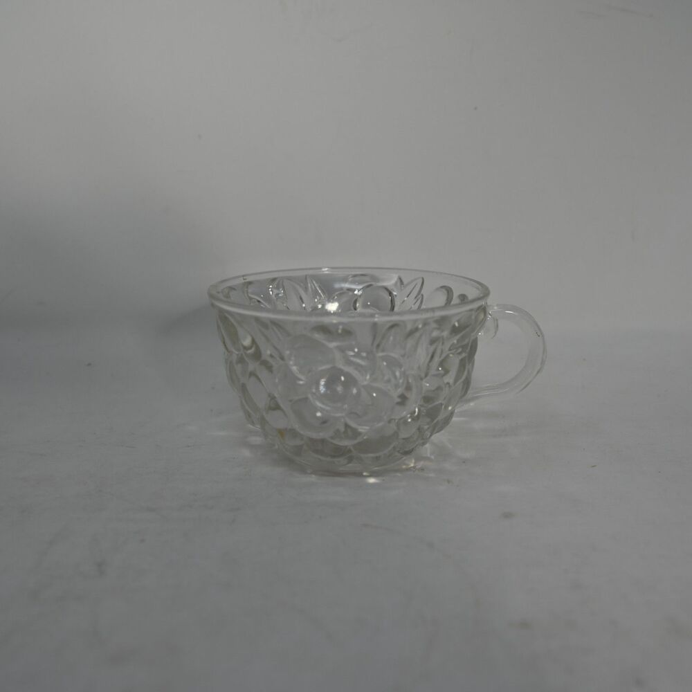 Vintage Jeannette Glass Fruit Grapevine Clear Pressed Glass Punch Cup